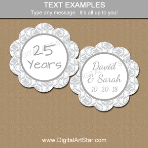Editable Cupcake Toppers for 25th Wedding Anniversary