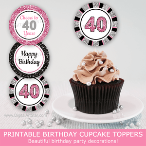 40th Birthday Cupcake Toppers Decorations for Womans 40th Birthday Party