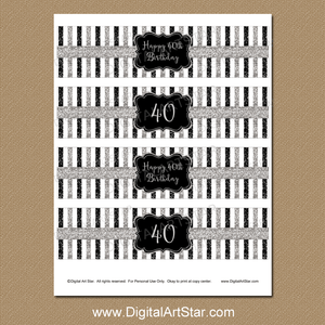 40th Birthday Printable Water Bottle Wrappers