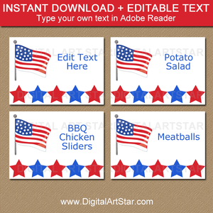 4th of July Editable Food Labels Template