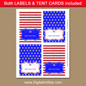 4th of July Printable Food Tent Cards Template