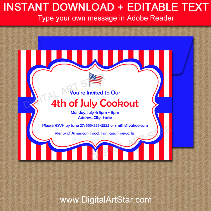 4th of July Cookout Invitations
