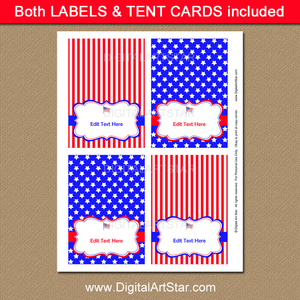 Red White and Blue Place Cards