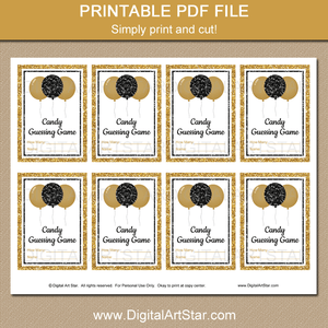 50th Birthday Candy Guessing Game Printable Template
