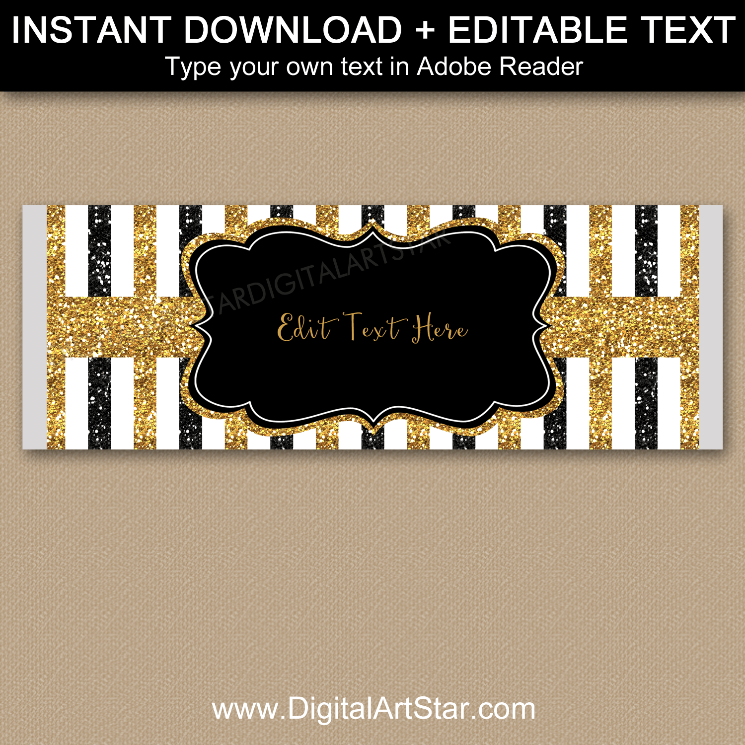 Printable Black and Gold Graduation Candy Bar Wrapper Template