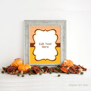 8x10 Thanksgiving Table Sign Template Orange Yellow and Brown