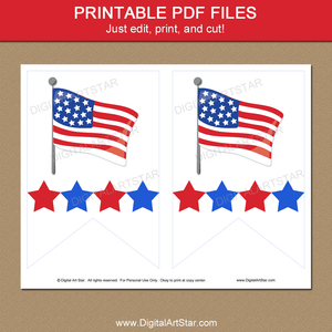 American Flag Banner Printable for 4th of July Party Decor