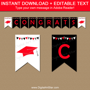 Black and Red Graduation Editable Banner Template