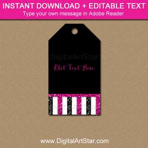 Instant Download Black Fuchsia Hang Tags