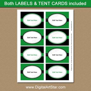 Editable Food Labels in Kelly Green Black and White