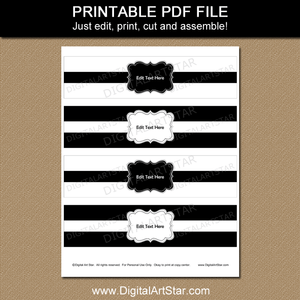 Black and White Water Bottle Stickers Printable