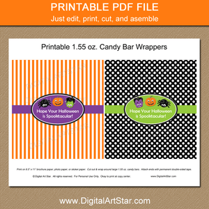 Halloween Candy Wrappers Orange Black Purple Lime Green