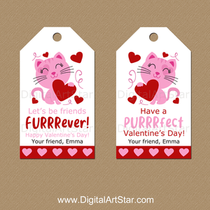 Cat Valentine Favor Tags Personalized