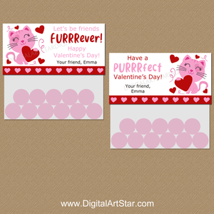 Cat Valentines Day Treat Bag Toppers Personalized