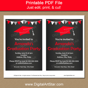 Chalkboard Graduation Invitation Template Printable