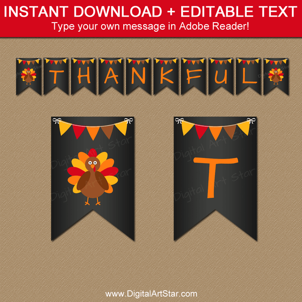 Chalkboard Thanksgiving Banner Printable | Digital Art Star