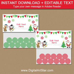 Instant Download Christmas Candy Bag Topper Template