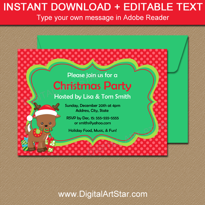 Cute Christmas Invitation with Editable Text