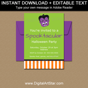 Cute Vampire Halloween Invitations Instant Download
