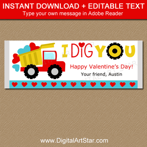 I Dig You Candy Bar Wrappers for Valentine's Day Party Favors