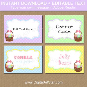Easter Place Cards Template with Easter Basket