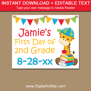 Editable First Day of School Sign