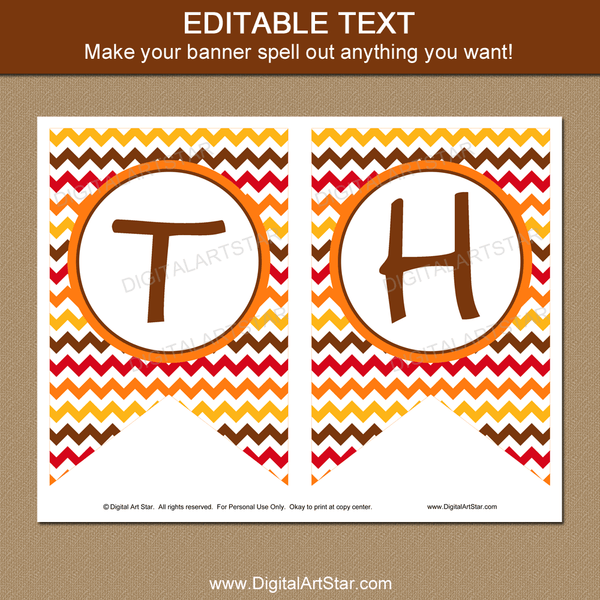 Editable Thanksgiving Chevron Banner Template | Digital Art Star