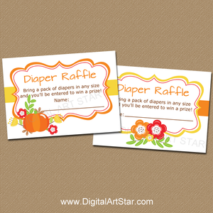 Pumpkin Diaper Raffle Tickets, Floral Diaper Raffle Tickets