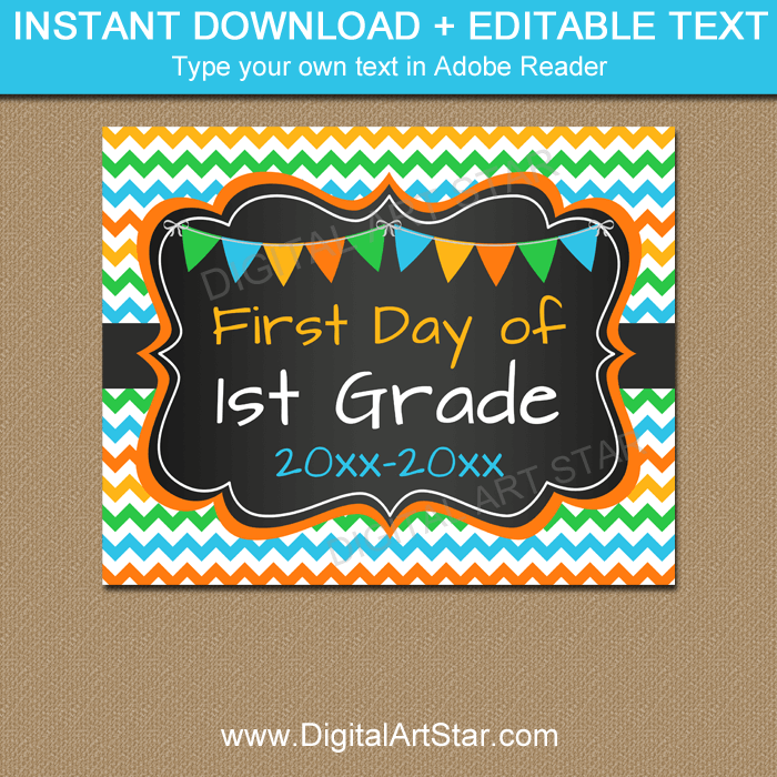 First Day of First Grade Printable Sign 2020-2021