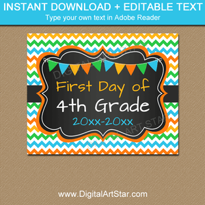 First Day of Fourth Grade Printable Sign 2021