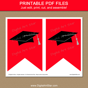 Printable Red and Black Banner for Graduation