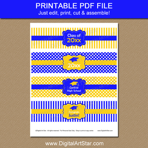 Blue and Yellow Graduation Printable Labels