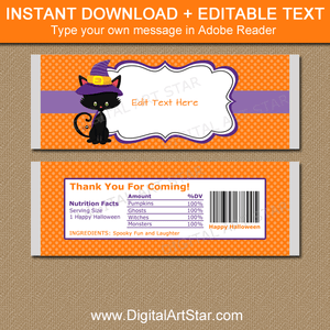 Printable Halloween Party Favors Candy Bar Wrappers