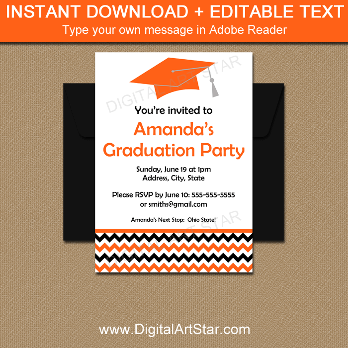 Editable Graduation Invitations for High School Graduation Party