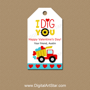 I Dig You Valentine Tags Personalized