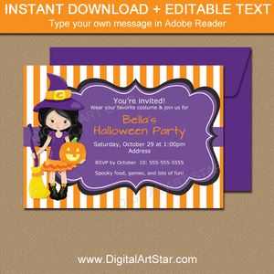 Kids Halloween Birthday Party Invitation Printable