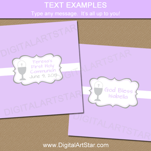Editable Chocolate Wrappers for Girl First Communion Party Favors