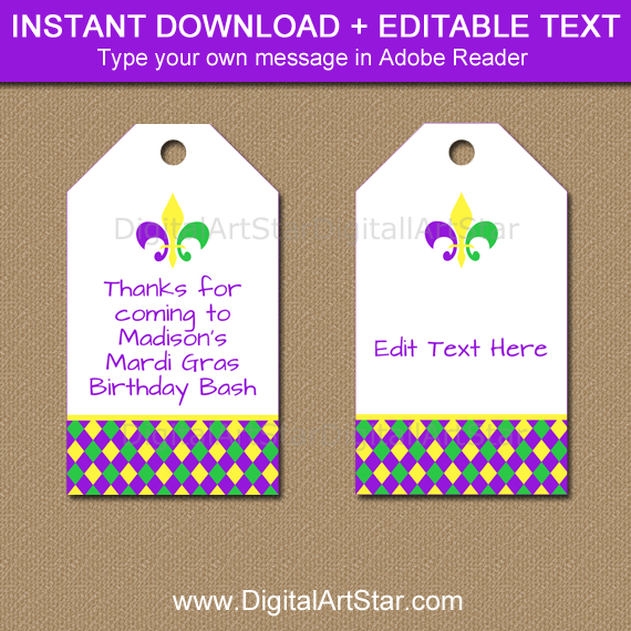 Printable Mardi Gras Stickers 