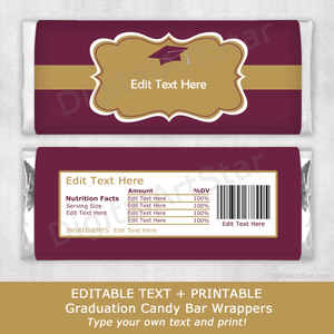 Editable Graduation Candy Bar Wrappers Template