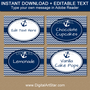 Navy Nautical Candy Buffet Labels, Anchor Labels