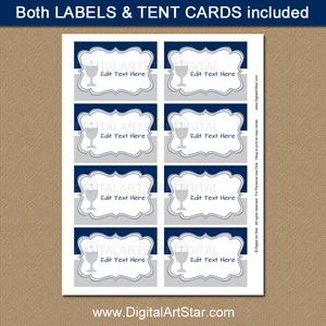 Navy and Gray First Communion Labels