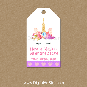 Personalized Unicorn Valentine's Day Tags