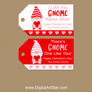 Personalized Valentine Gift Tags Gnome