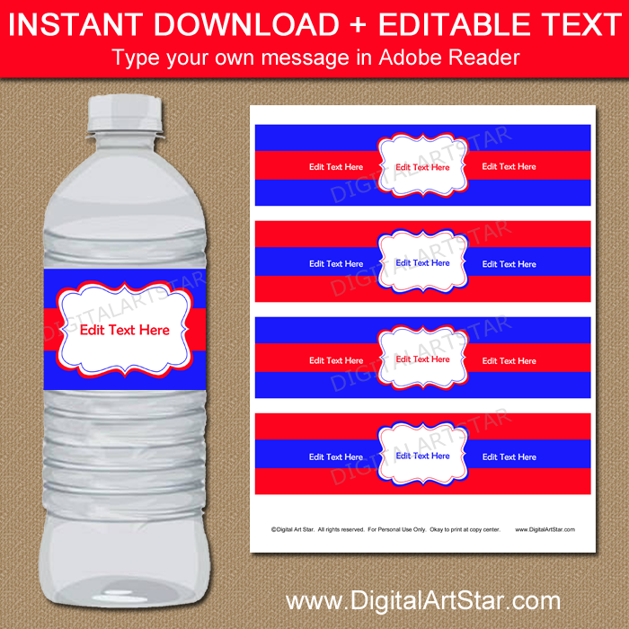 Personalized Water Bottle Labels for Family Reunion, Birthday