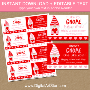 Instant Download Gnome Valentines for Classmates
