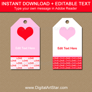 Instant Download Valentines Day Tags