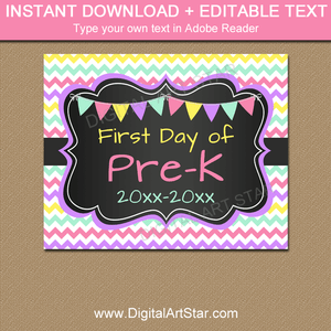 Printable First Day of Pre-K Sign 2020-2021