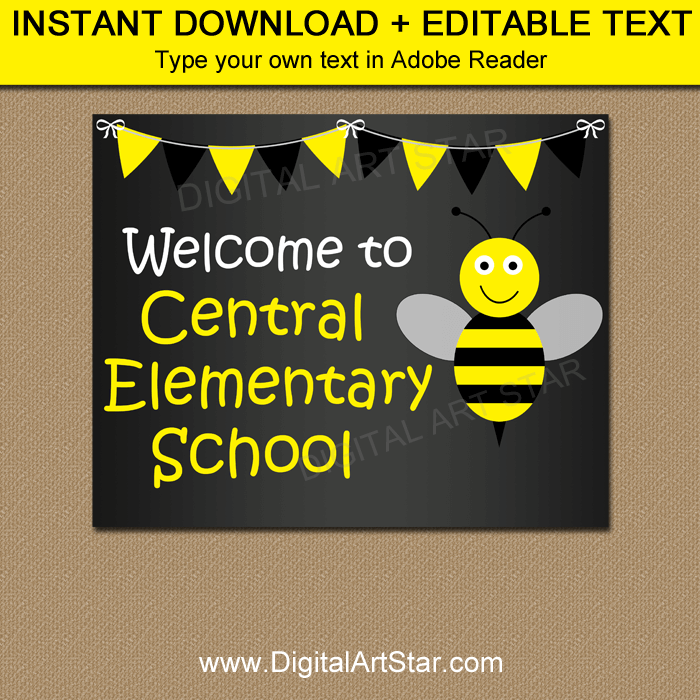 Bumble Bee First Day of School Sign Template
