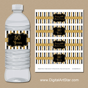 Printable 50th Wedding Anniversary Water Bottle Labels