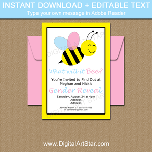 Printable Bumble Bee Gender Reveal Invitation Template